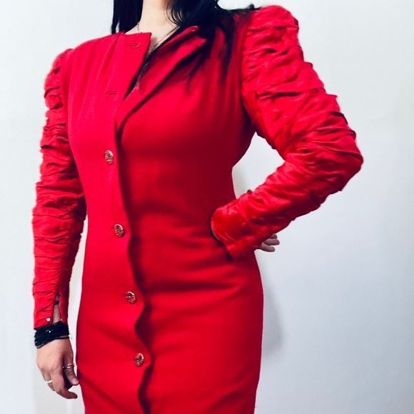 Vintage Bill Blass Dress with Statement Ruched Sleeves - Picture 15 of 16